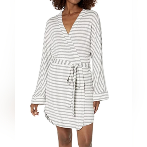 Honeydew Intimates Other - Honeydew Grey and White Striped Robe
